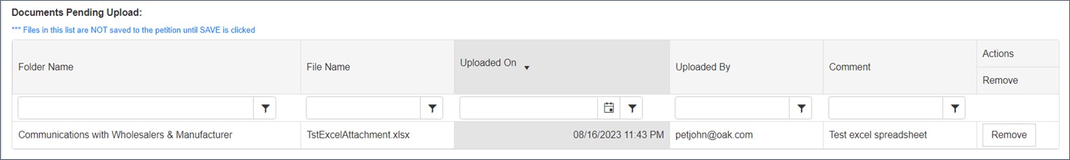 Documents Pending Upload window Documents Pending Upload window